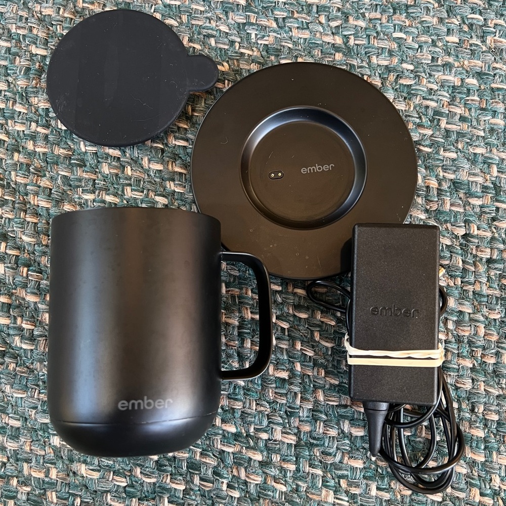Ember Mug Temperature Control Smart Cup 14 oz Black With Charger And Lid Tested